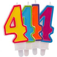 Kaars cijfer 4 in vrolijke kleuren - thumbnail