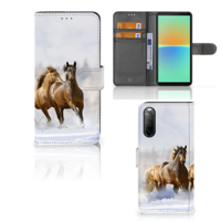 Sony Xperia 10 IV | Telefoonhoesje | Met pasjeshouder | Paarden - thumbnail