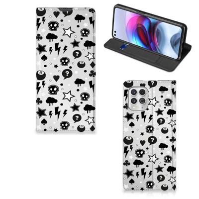 Mobiel BookCase Motorola Moto G100 Silver Punk Mobiel BookCase Motorola Moto G100 Silver Punk