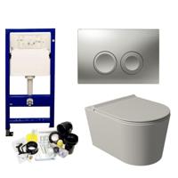 Geberit UP100 Toiletset Wandcloset Salenzi Civita Mat Grijs met Delta 21 Drukplaat - thumbnail