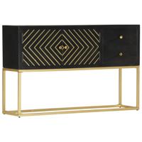 vidaXL Dressoir 120x30x75 cm massief mangohout zwart en goudkleurig - thumbnail
