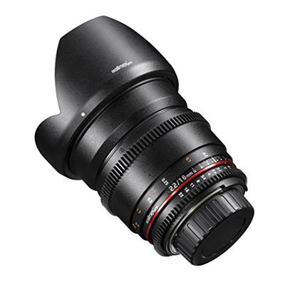 Walimex Pro 16mm 1:2.2 VCSC video- en foto groothoeklens voor Sony E lensbajonet zwart (voor APS-C-sensor berekend, IF, traploze diafragmainstelling, incl. beschermdeksel en lenszak)