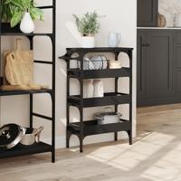 Keukentrolley 53x20x76 cm bewerkt hout zwart - thumbnail