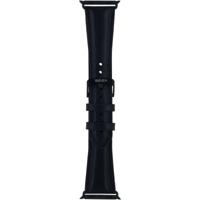 Senza Pure Leather Strap Apple Watch 42mm Deep Black - thumbnail