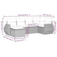 6-delige Loungeset met kussens poly rattan grijs - thumbnail