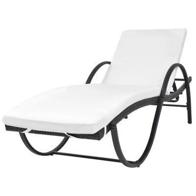 VidaXL Ligbed met kussen poly rattan zwart
