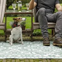 Esschert Design buitenkleed 182x122 cm groen en wit - thumbnail