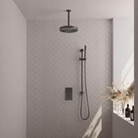BRAUER Stripe Thermostatische Inbouw Regendouche - 3-weg - rechthoekig - 25cm douchekop - plafondarm - staaf handdouche - doucheslang - geïntegreerde glijstang - gunmetal geborsteld PVD 5-GM-405 - thumbnail