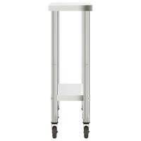 VidaXL Keukenwerktafel met wielen 82,5x30x85 cm roestvrij staal - thumbnail