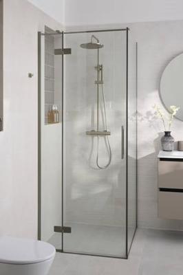 Saqu Grace douchecabine met draaideur links incl. antikalk 120x90x210cm geborsteld grijs