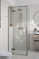 Saqu Grace douchecabine met draaideur links incl. antikalk 120x90x210cm geborsteld grijs - thumbnail