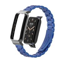 Metalen schakelband met case - Blauw - Xiaomi Smart band 7 Pro - thumbnail