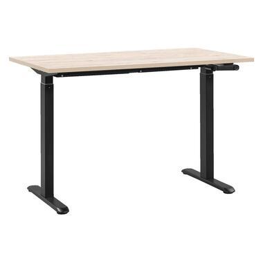 Bureau Homeworx zit/sta handmatig verstelbaar - eikenkleur/zwart - 75/118x120x70 cm