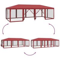 VidaXL Partytent met 12 mesh zijwanden 8x4 m hdpe rood - thumbnail