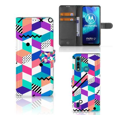 Motorola G8 Power Lite | Book Case | Blokken Kleurrijk Motorola G8 Power Lite | Book Case | Blokken Kleurrijk