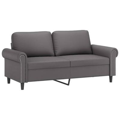 2-delige Loungeset met kussens kunstleer grijs - thumbnail