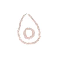 Edelsteen Splitarmband en Ketting Rozenkwarts - thumbnail