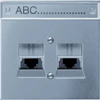 Jung RJ45 inbouwset met draagframe en inzetplaat (excl. connectoren) Edelstaal ES2969-2NWE - thumbnail