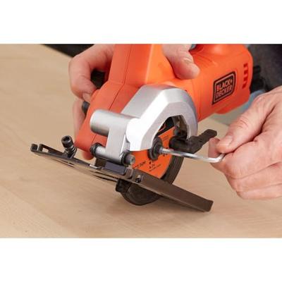 BLACK+DECKER BES510 400W 85mm Mini Cirkelzaag | 1x HEX key | 1x HSS Metaal zaagblad | 1x Hout zaagblad | Langsgeleider - BES510-QS