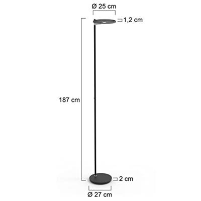 Steinhauer Led vloerlampTuround 40w - 2200-4000K - 187cm zwart smoke glas - 2993ZW