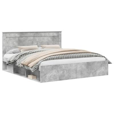 Bedframe met hoofdeinde Beton 180 x 200 cm Massief grenenhout
