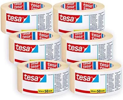 Afplaktape tesa economy 50mmx50m creme | 6 stuks