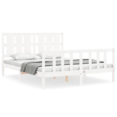 Bedframe zonder matras massief grenenhout wit 160x200 cm