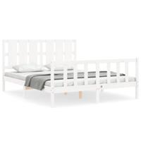 Bedframe zonder matras massief grenenhout wit 160x200 cm - thumbnail