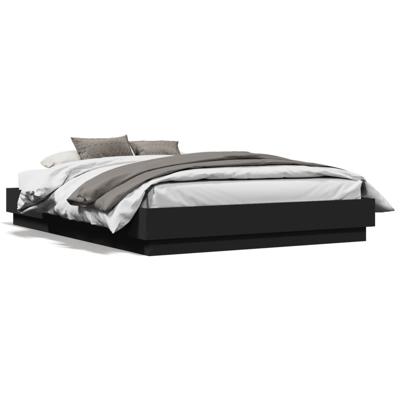 Bedframe bewerkt hout zwart 120x190 cm - thumbnail