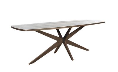 Calma dining table 270x110x75 cm oval aluminium bronze/travertin Yoi - Yoi Calma dining table 270x110x75 cm oval aluminium bronze/travertin Yoi - Yoi