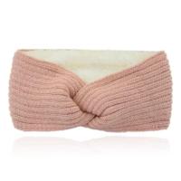 LGT JWLS Dames Hoofdband - Oud Roze, Katoen met Fleece Voering, Gebreid met Lijnen en Voorzien van Knoop - thumbnail