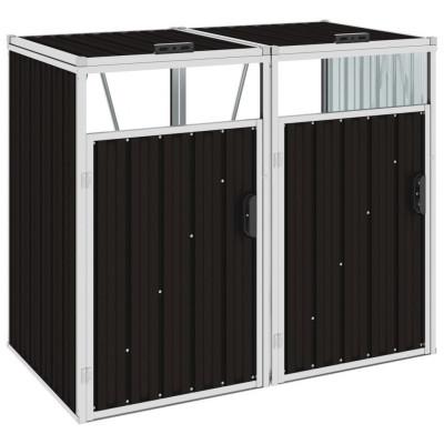 vidaXL Afvalbakberging dubbel 143x81x121 cm staal bruin
