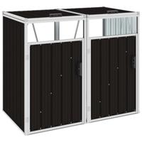 vidaXL Afvalbakberging dubbel 143x81x121 cm staal bruin - thumbnail