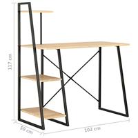 Bureau met schappen 102x50x117 cm zwart en eikenkleurig - thumbnail