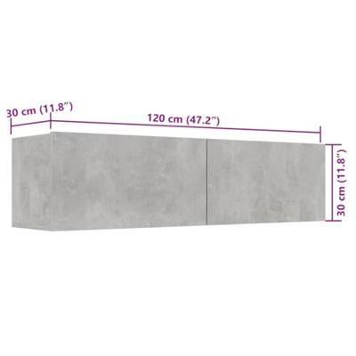 Tv-meubel 120x30x30 cm spaanplaat betongrijs