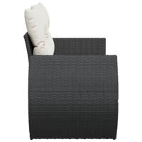 Tuinbank 2-zits met kussens poly rattan zwart - thumbnail