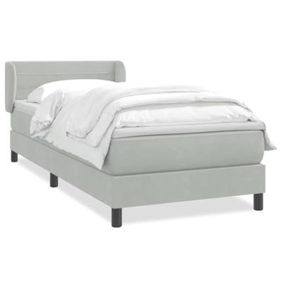 Boxspring met matras fluweel lichtgrijs 90x220 cm