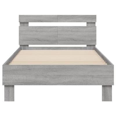 Bedframe met hoofdeinde bewerkt hout grijs sonoma 100x200 cm