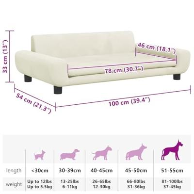 Hondenmand 100x54x33 cm fluweel crèmekleurig