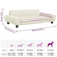 Hondenmand 100x54x33 cm fluweel crèmekleurig - thumbnail