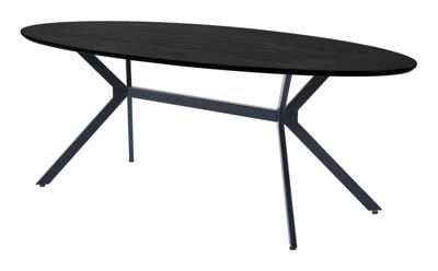 WOOOD Ovale Eettafel 'Bruno' 220 x 100cm, kleur zwart