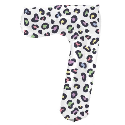 Folieballon Cijfer 7 Wit Met Panterprint (86cm)