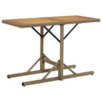 Tuintafel massief acaciahout en poly rattan beige - thumbnail
