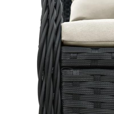 7-delige Tuinset met kussens poly rattan zwart 7-delige Tuinset met kussens poly rattan zwart