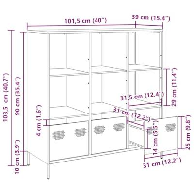 Hoge kast 101,5x39x103,5 cm staal wit