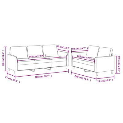 2-delige Loungeset met kussens kunstleer crème