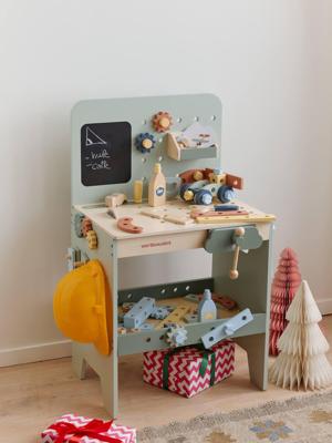 Doe-het-zelf werkbank met benodigdheden / toebehoren van FSC®-hout groen