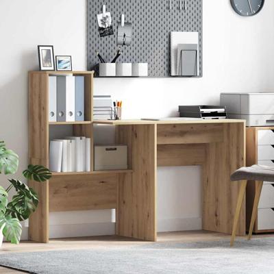 Bureau met plank artisanaal eikenkleurig 131,5 x 50 x 106,5 cm