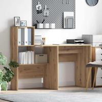 Bureau met plank artisanaal eikenkleurig 131,5 x 50 x 106,5 cm - thumbnail