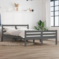Bedframe massief hout grijs 150x200 cm - thumbnail